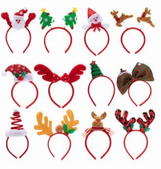12 Christmas Headbands With Assorted Design Enchanting Decorations Frightening Masks