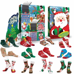 Eerie Supplies Fantastic Masks 12 Days Advent Calendar - Socks, 12 Packs (Santa, Snowman, Reindeer, Gingerbread Man)