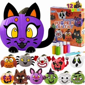 Frightening Decorations 12 Pcs Halloween 3D Pumpkin Decorating Kit, DIY Crafts for Kids