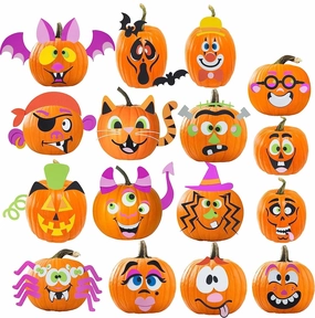 Frightening Masks 16 Foam Halloween Pumpkin Decorating Craft Kit