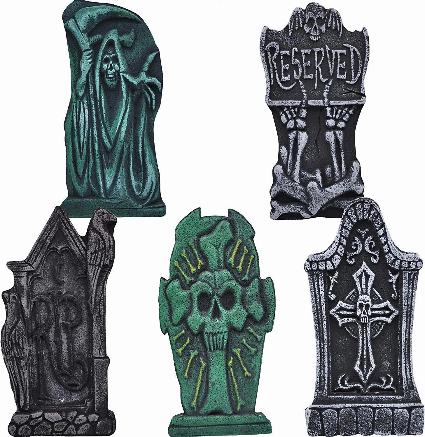 Ghostly Lights Mysterious Supplies 17in Foam Graveyard Tombstone, 5 Piece