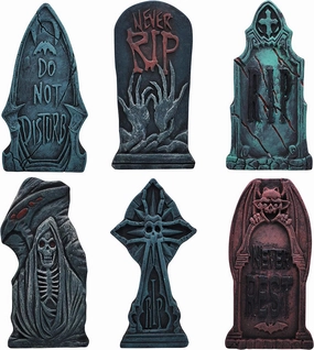 17in Tombstone In Grim Reaper Design Decorations, 6 Pack Creepy Accents Creepy Props
