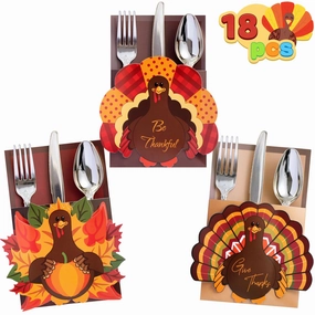 18 Count Thanksgiving Cutlery Holder Set for Thanksgiving Water Cycle