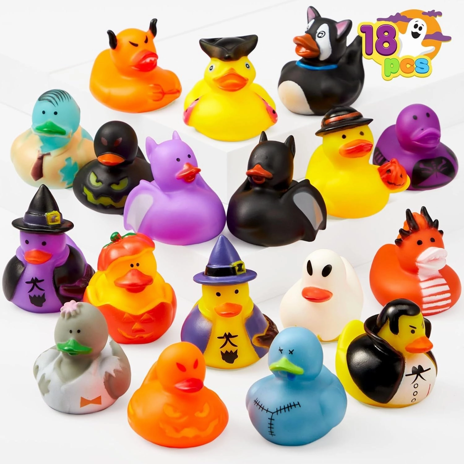 18Pcs Halloween Fancy Novelty Assorted Rubber Ducks Mysterious Decor Playful Accents