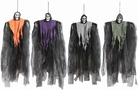 Wicked Supplies Eerie Props 24in Hanging Grim Reapers, 4 Pack