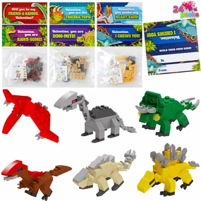 Variable Definition 24Pcs Kids Valentines Cards with Dinosaur Building Blocks-Classroom Exchange Gifts
