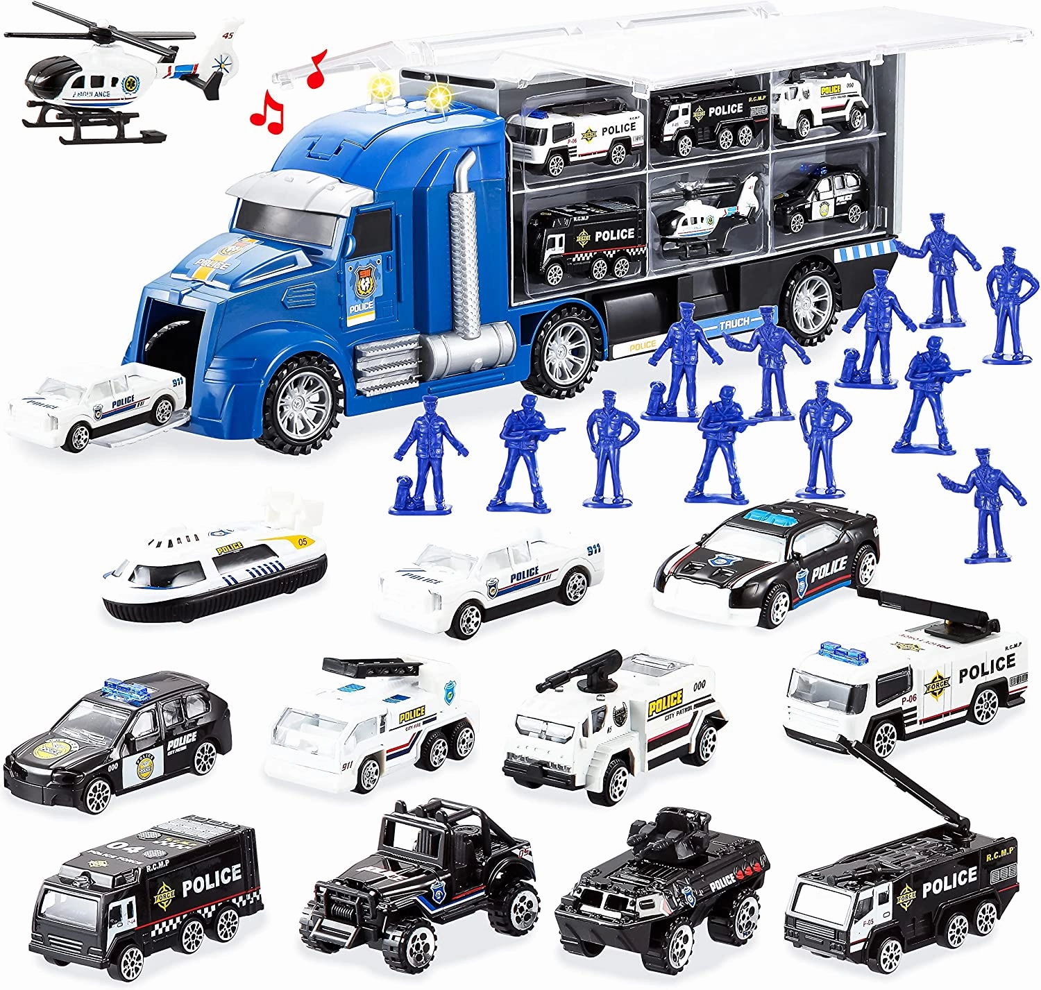 25 in 1 Police Carrier Truck Toys Set Wood Working