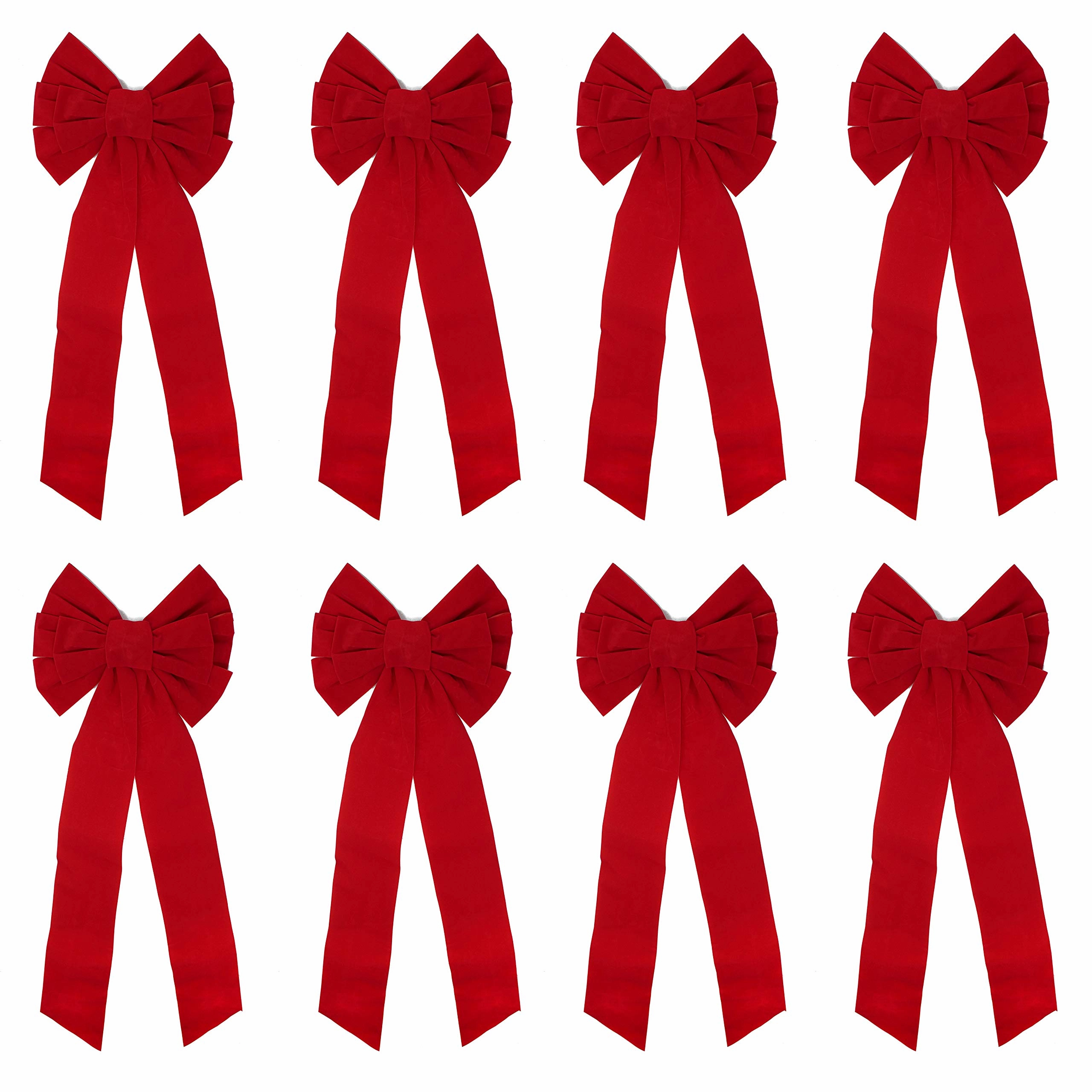 Enchanting Supplies 26in Pack Red Velvet Bows, 8 Pcs
