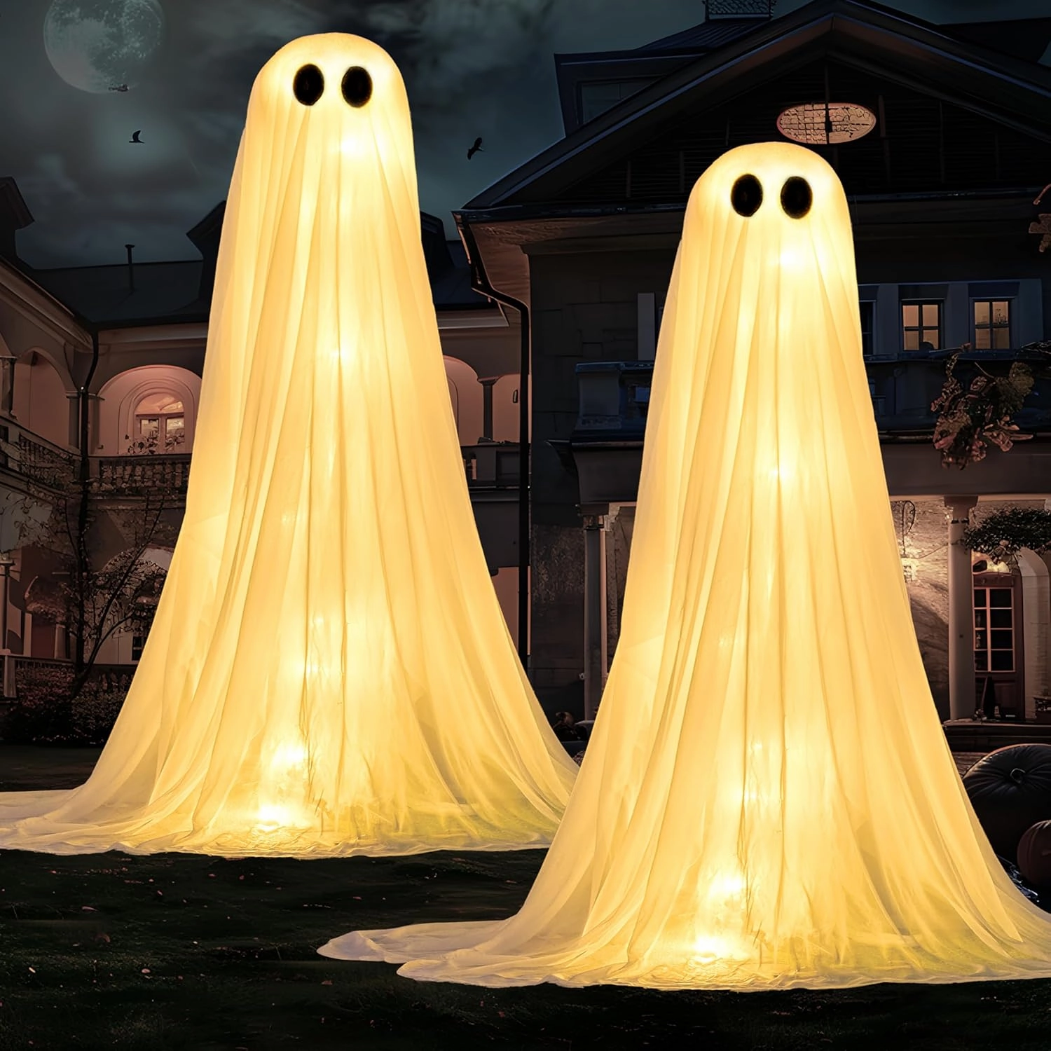 Eerie Accents Fantastic Displays 2 Pack 50'' Halloween Decorations Outdoor Light Up Ghost