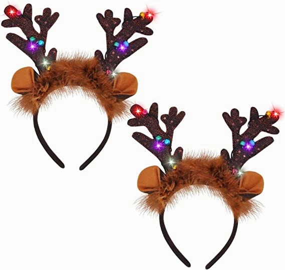 Spooky Accessories Ghoulish Displays 2 Piece Light-Up Reindeer Headbands
