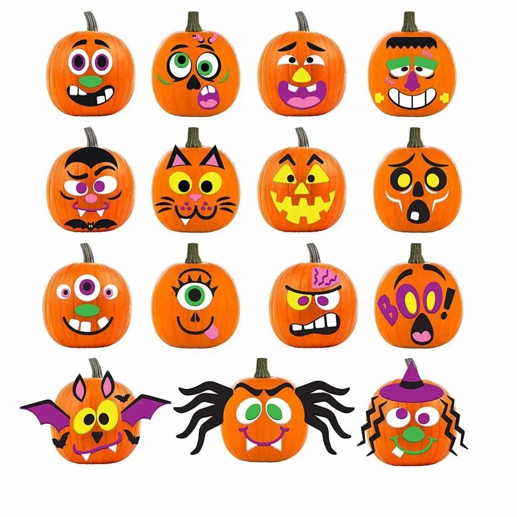 Scary Decor Ghoulish Treats 30 Packs Pumpkin Decorating Foam Stickers