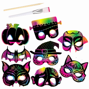 Wicked Designs 32 Pcs Halloween Scratch Masks