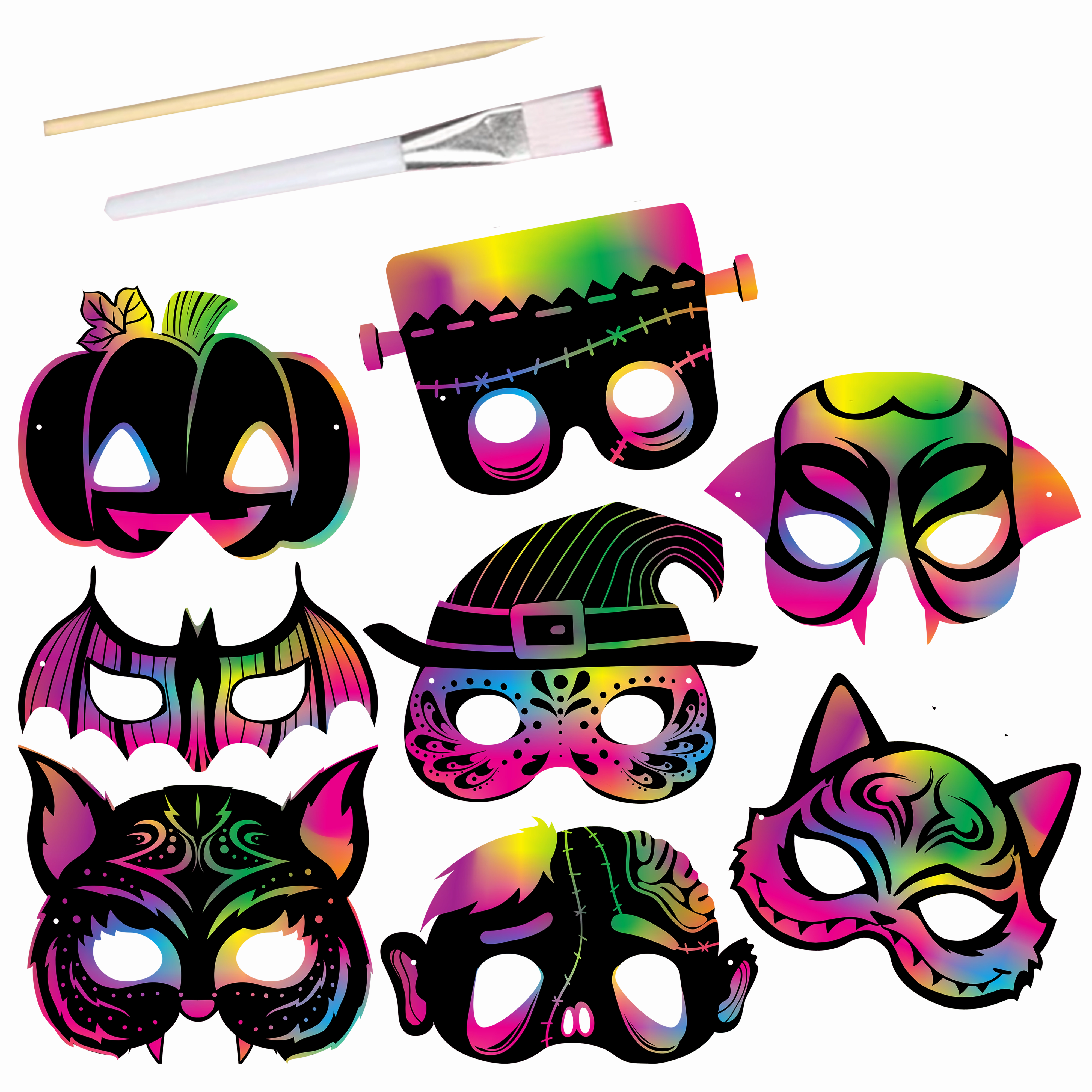 Wicked Designs 32 Pcs Halloween Scratch Masks