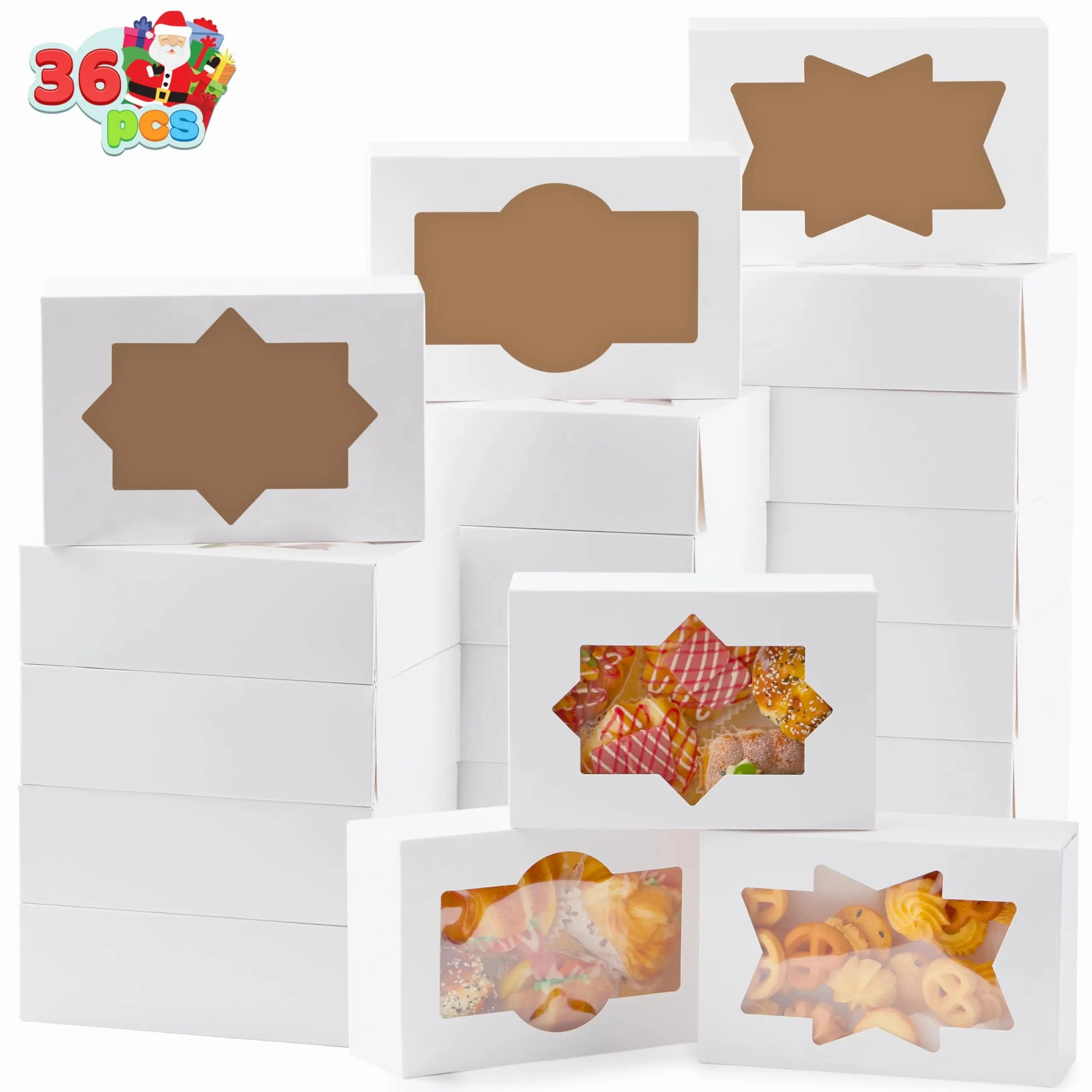 36 Pcs Christmas Cookie Boxes, Plain White Treat Boxes Whimsical Decor Eerie Accessories