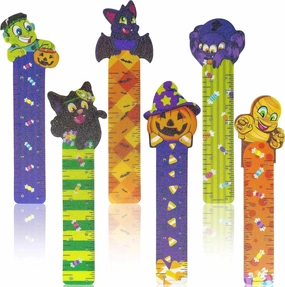 36Pcs 6Designs Halloween Bookmark Rulers Haunted Lights