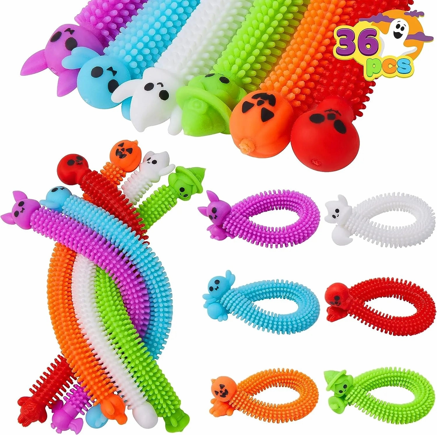 36Pcs Halloween Stretchy Strings Fidget Elastic Sensory Stress Relief Toys Playful Ornaments