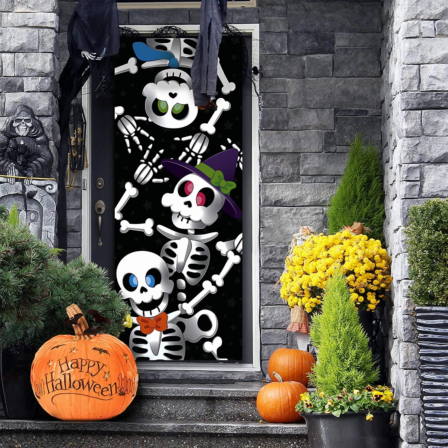Playful Props Ghostly Accessories 3 Piece 3d Design Cute Skeleton Door Cover