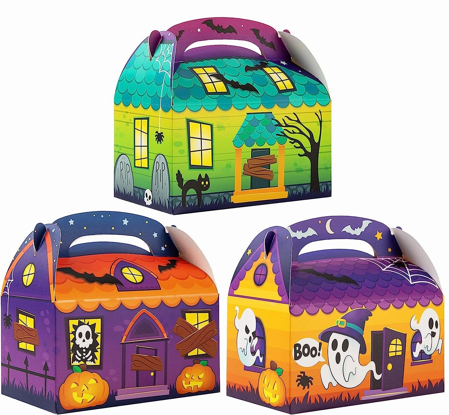 Scary Decor Enchanting Treats 3D Halloween House Cardboard Treat Boxes