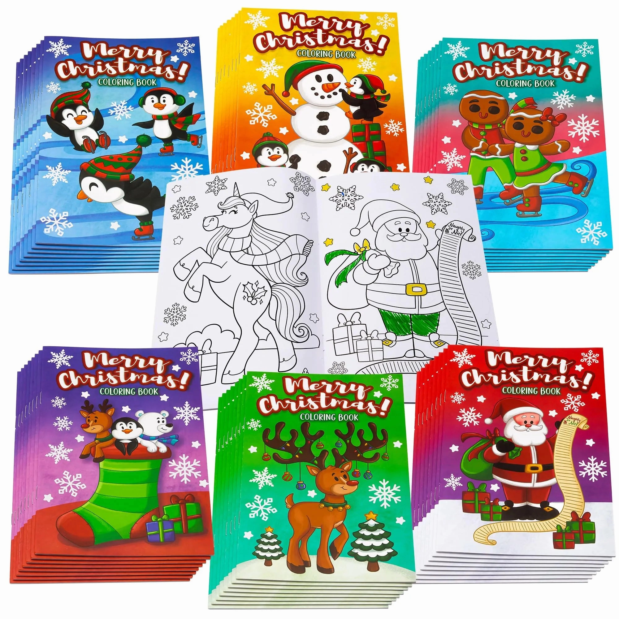 Playful Props Fantastic Lights 48 Pcs Christmas Kids Coloring Book Bulk in 6 Covers