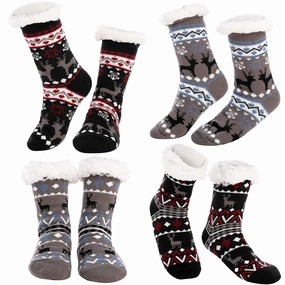 4 Piece Premium Fleece Crew Socks Ghoulish Lights
