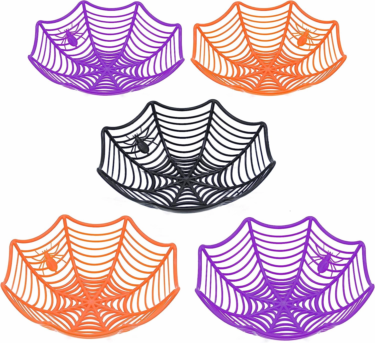 5 Halloween Spider Web Plastic Basket Bowls Charming Displays Whimsical Accents