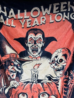 63x50 Halloween All Year Long Fuzzy Blanket Throw Eerie Accents Creepy Party