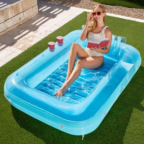 70in x 46in Large Blue Suntan Tub Pool Floats Sun Tan Tub Story Creation desert exploration
