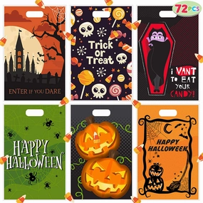 72 Halloween Goodie Bags For Trick-or-treating Spooky Decor