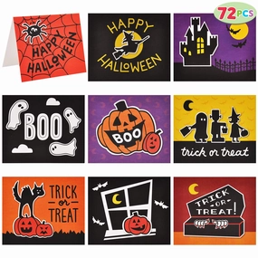 Whimsical Decor 72 Pcs Halloween Holiday Greeting Cards Collection
