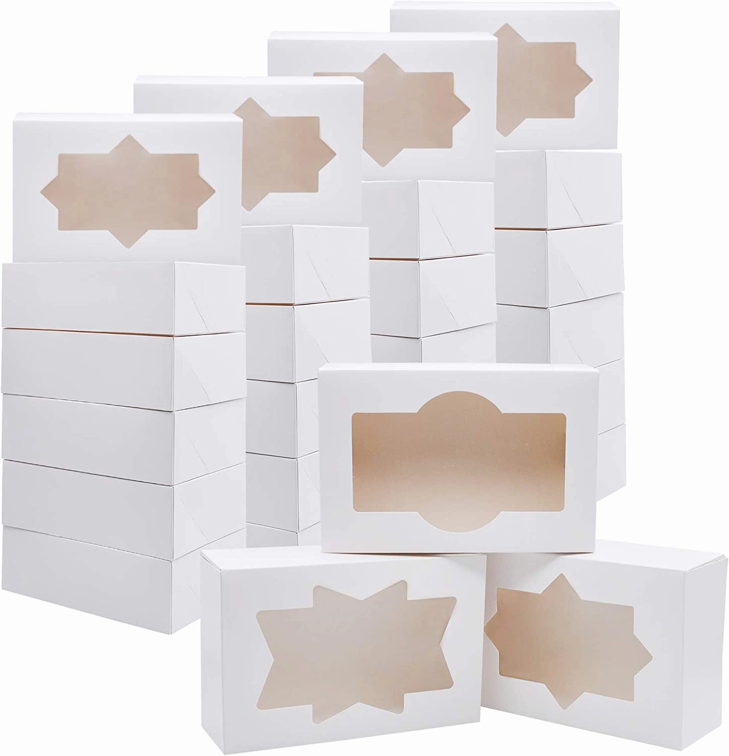 8.75in White Cookie Boxes With Window, 24 Pcs Frightening Party Ghoulish Masks