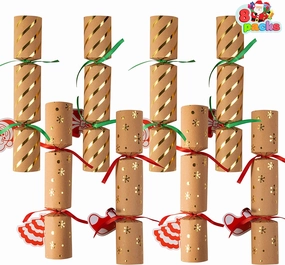 Whimsical Supplies 8Pcs Kraft Style Christmas Cracker Set