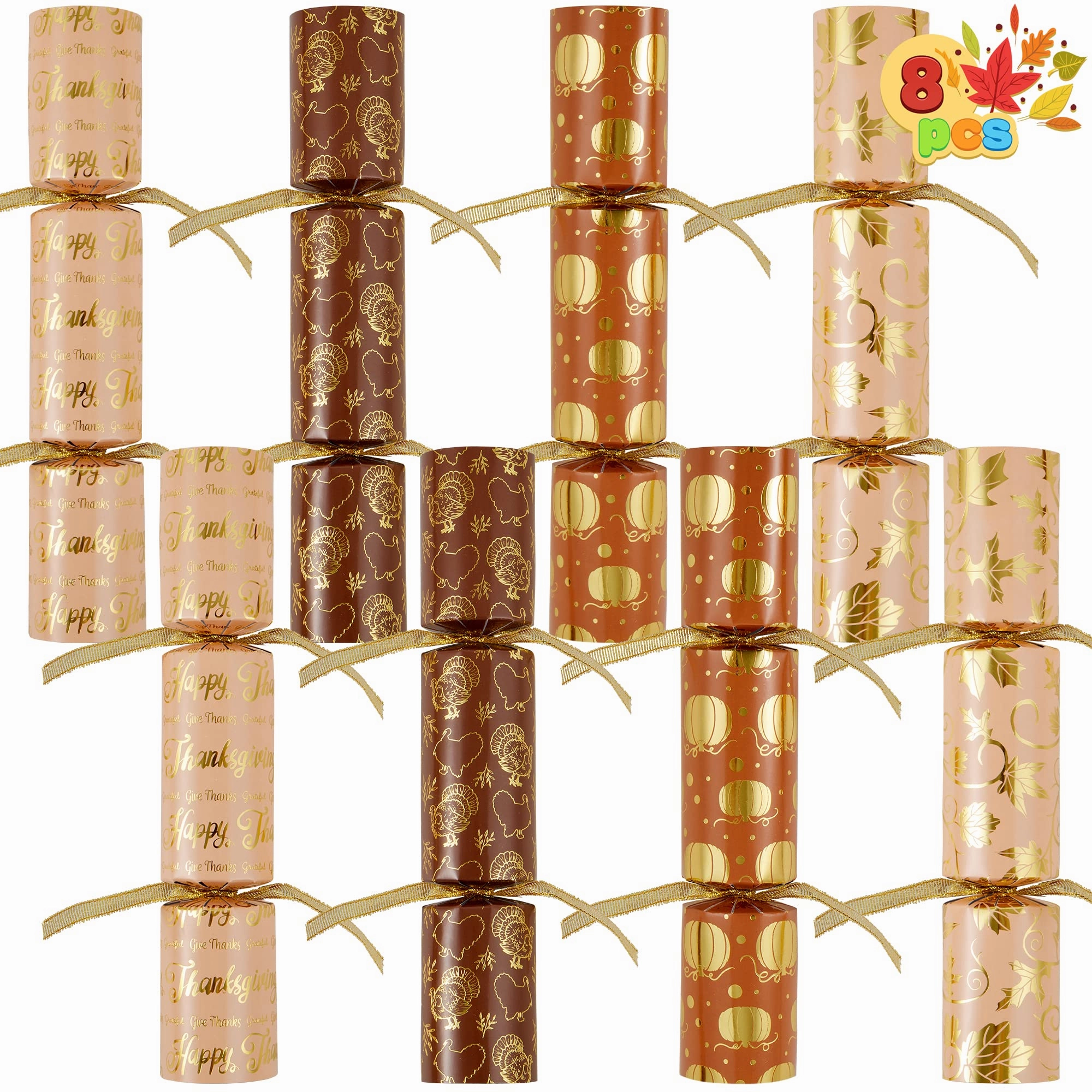 Photography Fun Character Collection 8Pcs Thanksgiving Cracker Set Design - Golden theme
