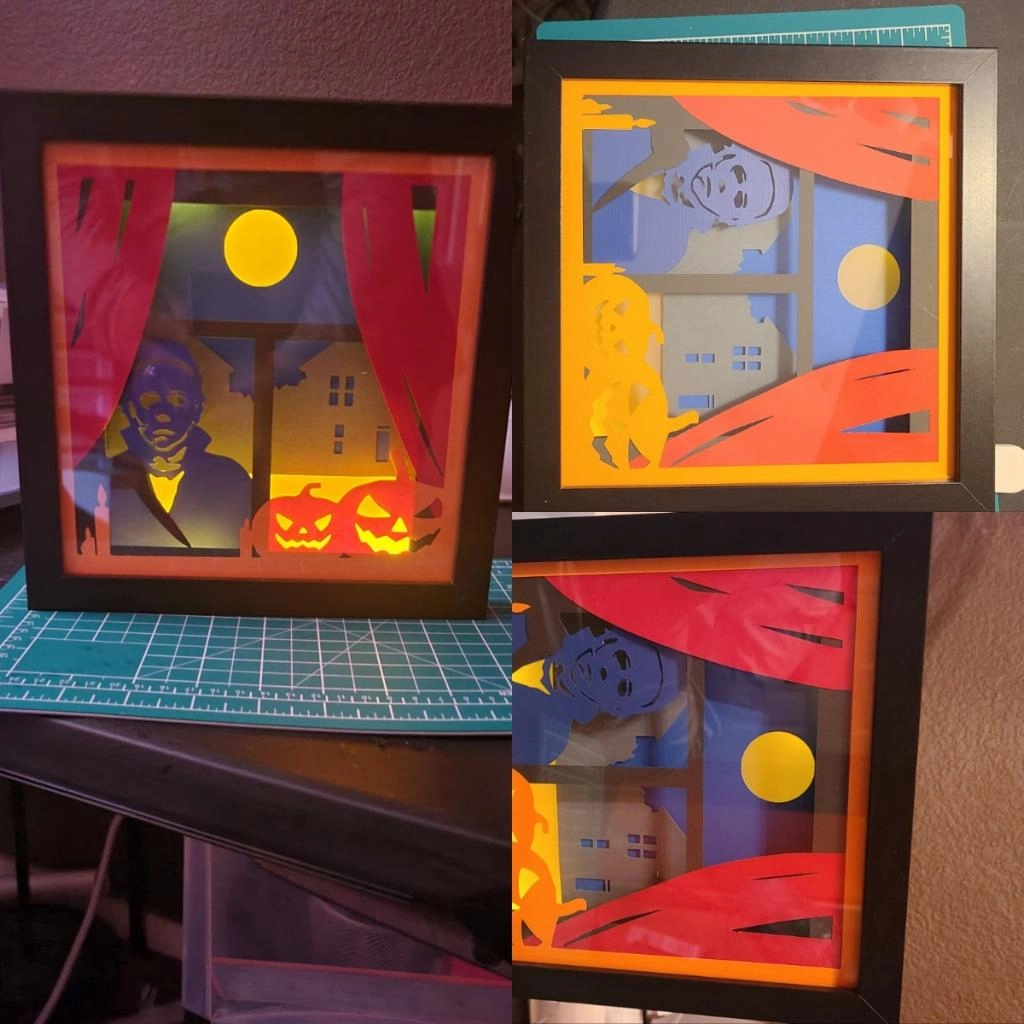 8x8 Myers Shadowbox Creepy Lights Haunted Ornaments