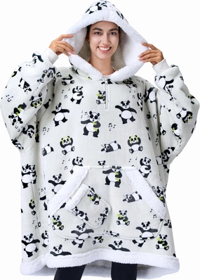 Adult Sherpa Wearable Blanket-Panda Function Expansion Story Finish