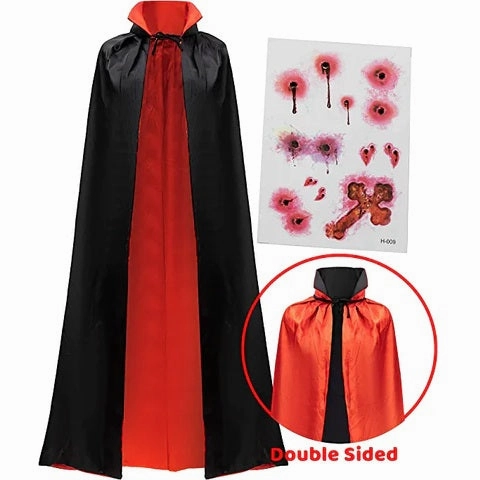 Adult Unisex Vampire Costume Set With Cape And Tattoo Scar Wicked Masks