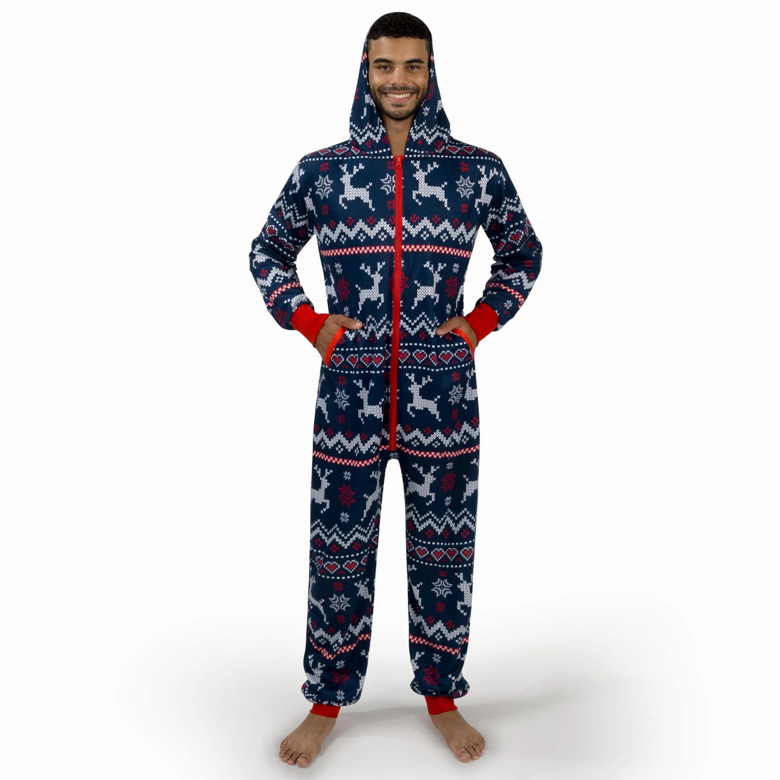 Adults Christmas Hooded Pajamas, Men Loose Christmas Pajamas Mystical Figures Spooky Figures