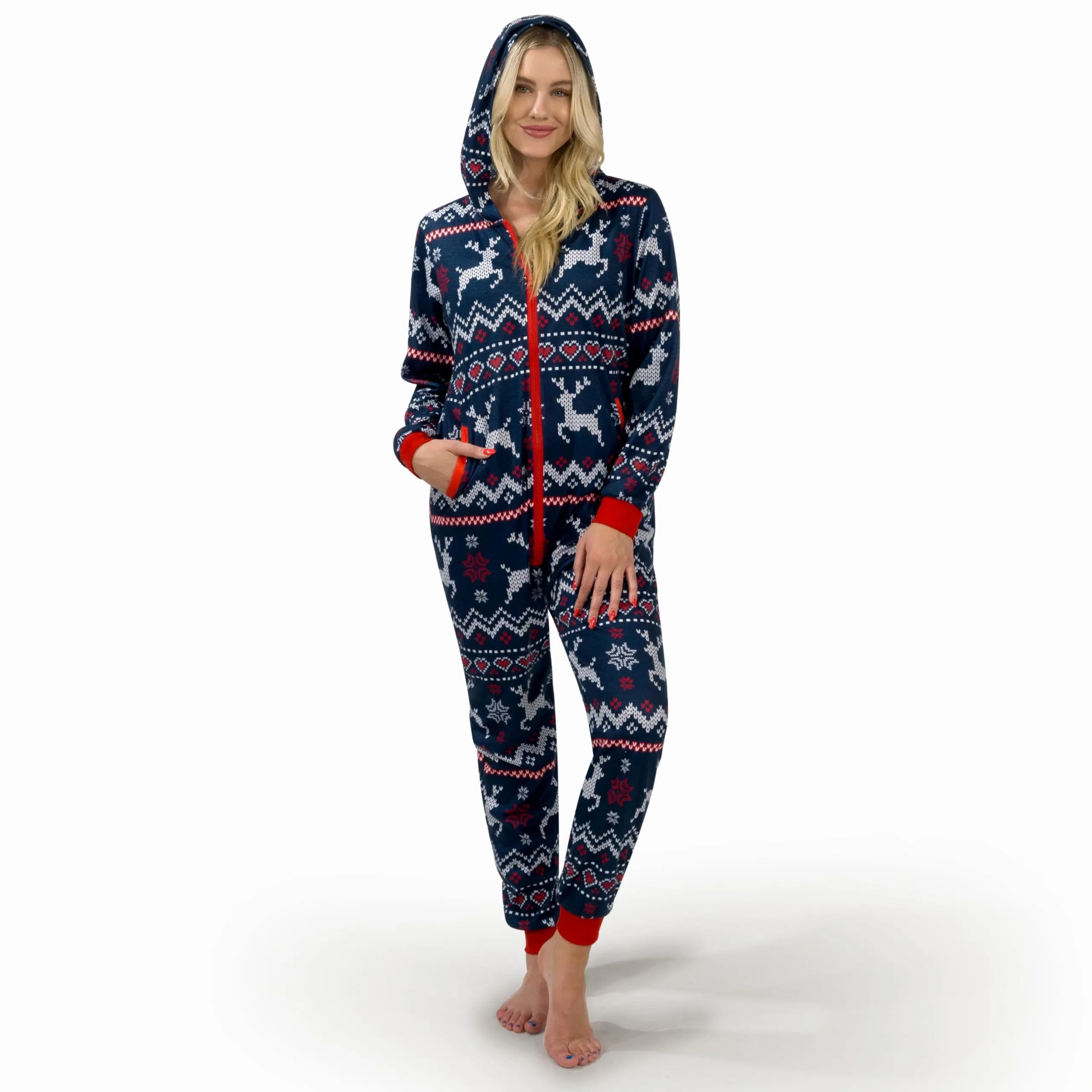 Playful Lights Adults Christmas Loose Hooded Pajamas