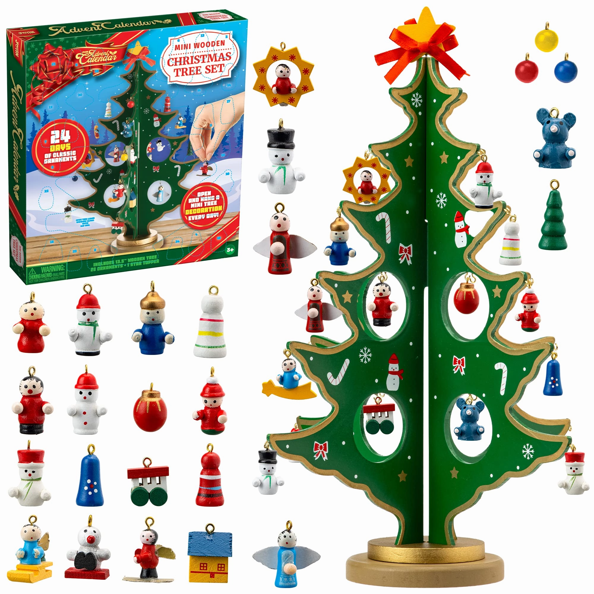 Advent Calendar with a Tabletop Wooden Christmas Tree Mysterious Props