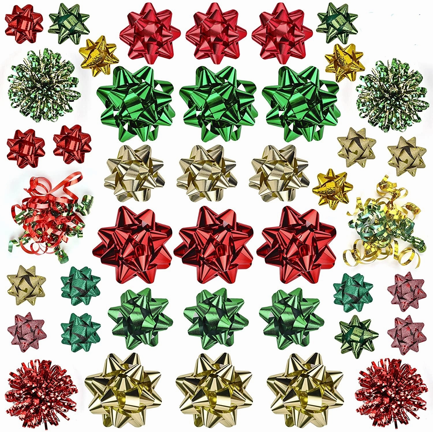 Assorted Bows (Red, Gold, Green), 42 Pack Charming Supplies Eerie Party