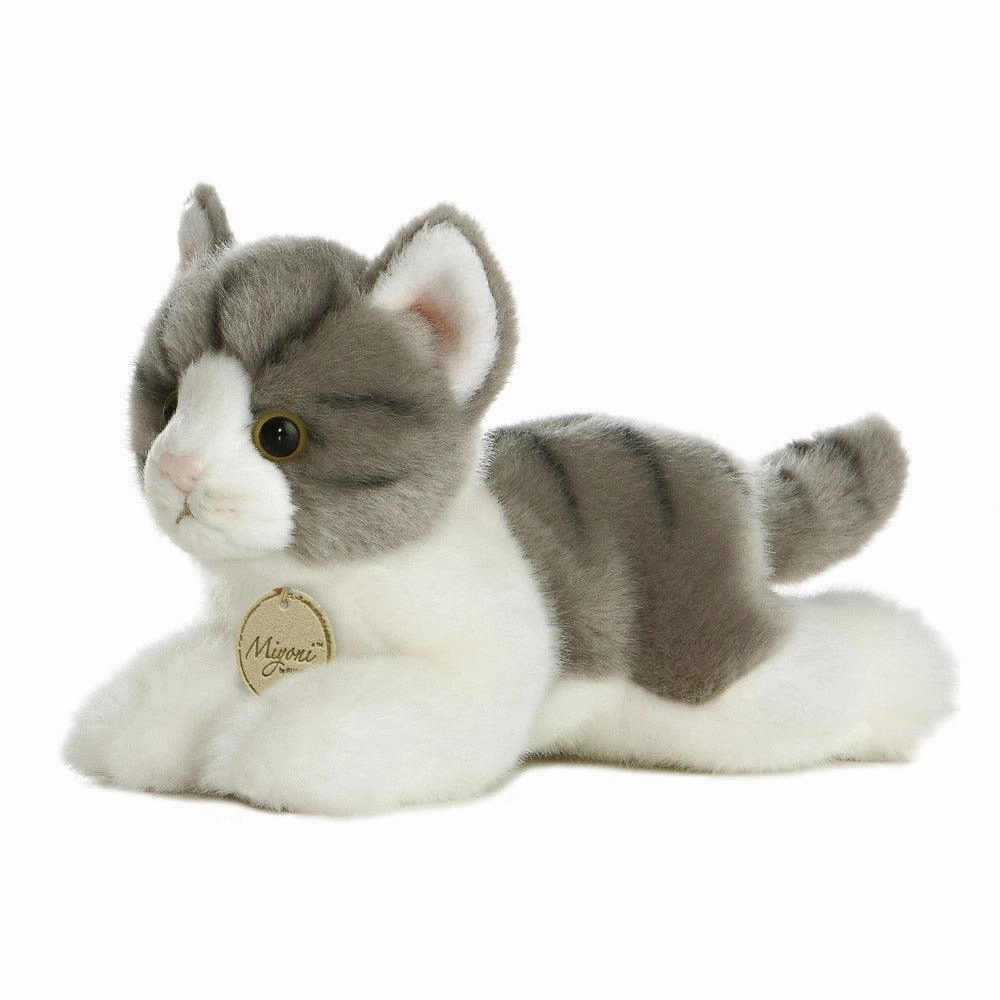 AURORA MiYoni Grey Tabby Cat 8-inch Plush Trained Specialist Opal White