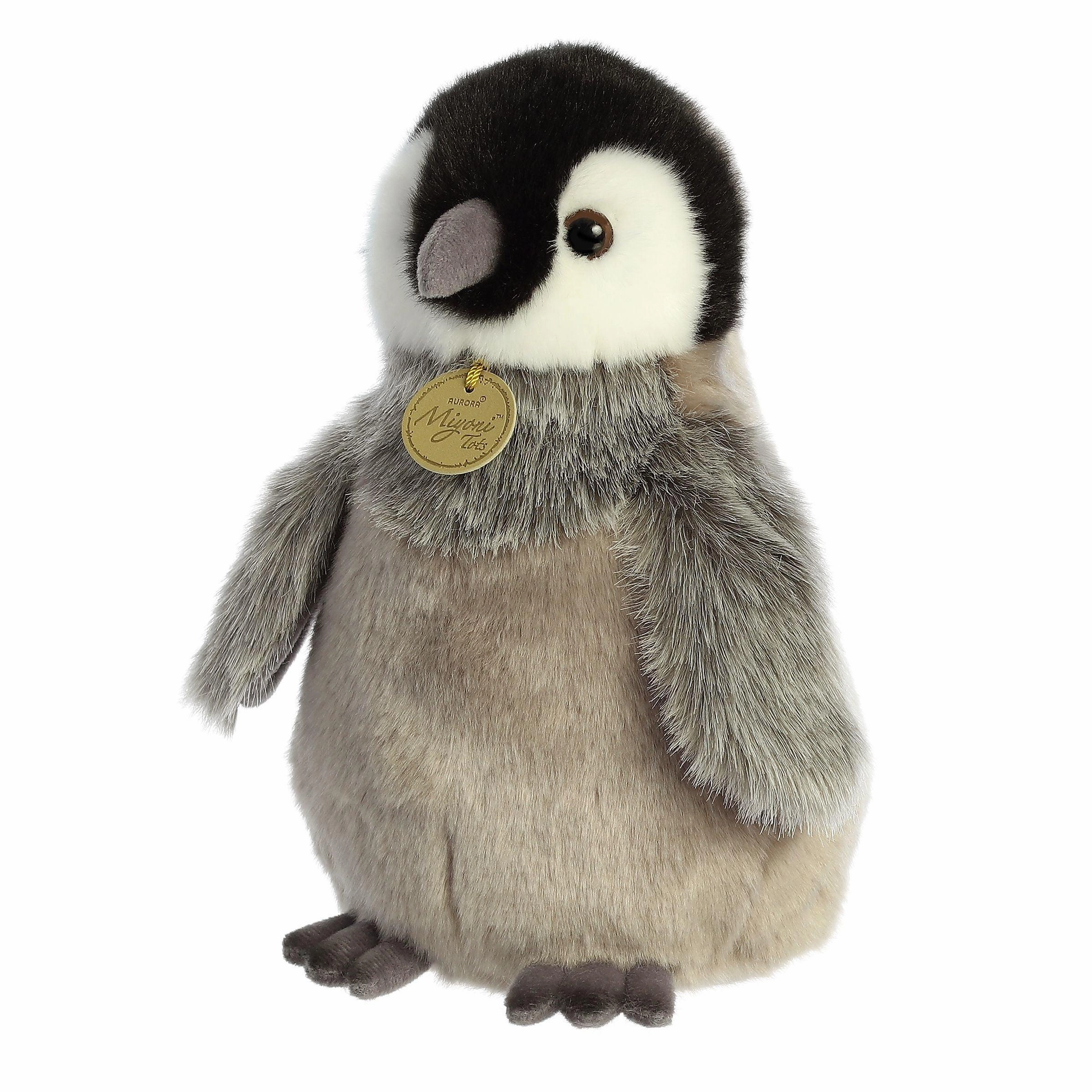 AURORA 26470 Miyoni - 23cm Emperor Penguin Chick Soft Toy Tiny Shape Badge Artist