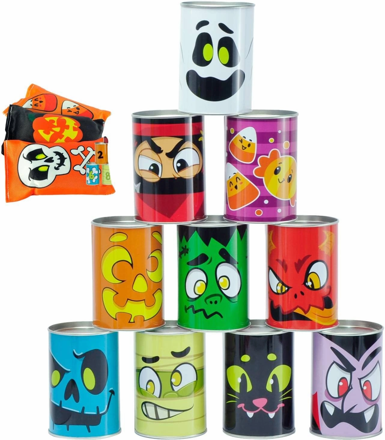 Mysterious Decor Bean Bag Toss Game with Tin Cans, 13 Pcs