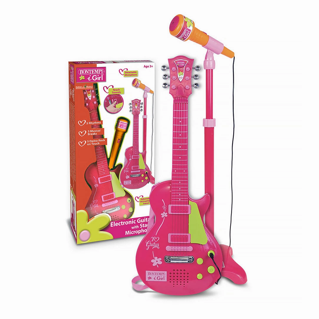 Crunch Free Paid Upgrade BONTEMPI Electronic Rock Guitar - Pink