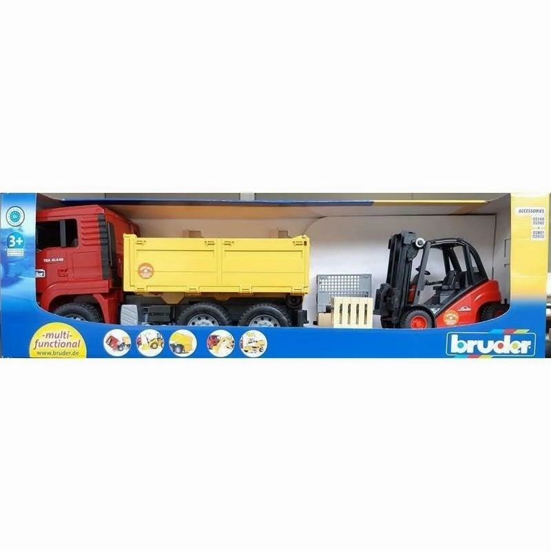 Detective Work Bruder Earthmoving Truck Man With Linde Lifting With 2 Pallets