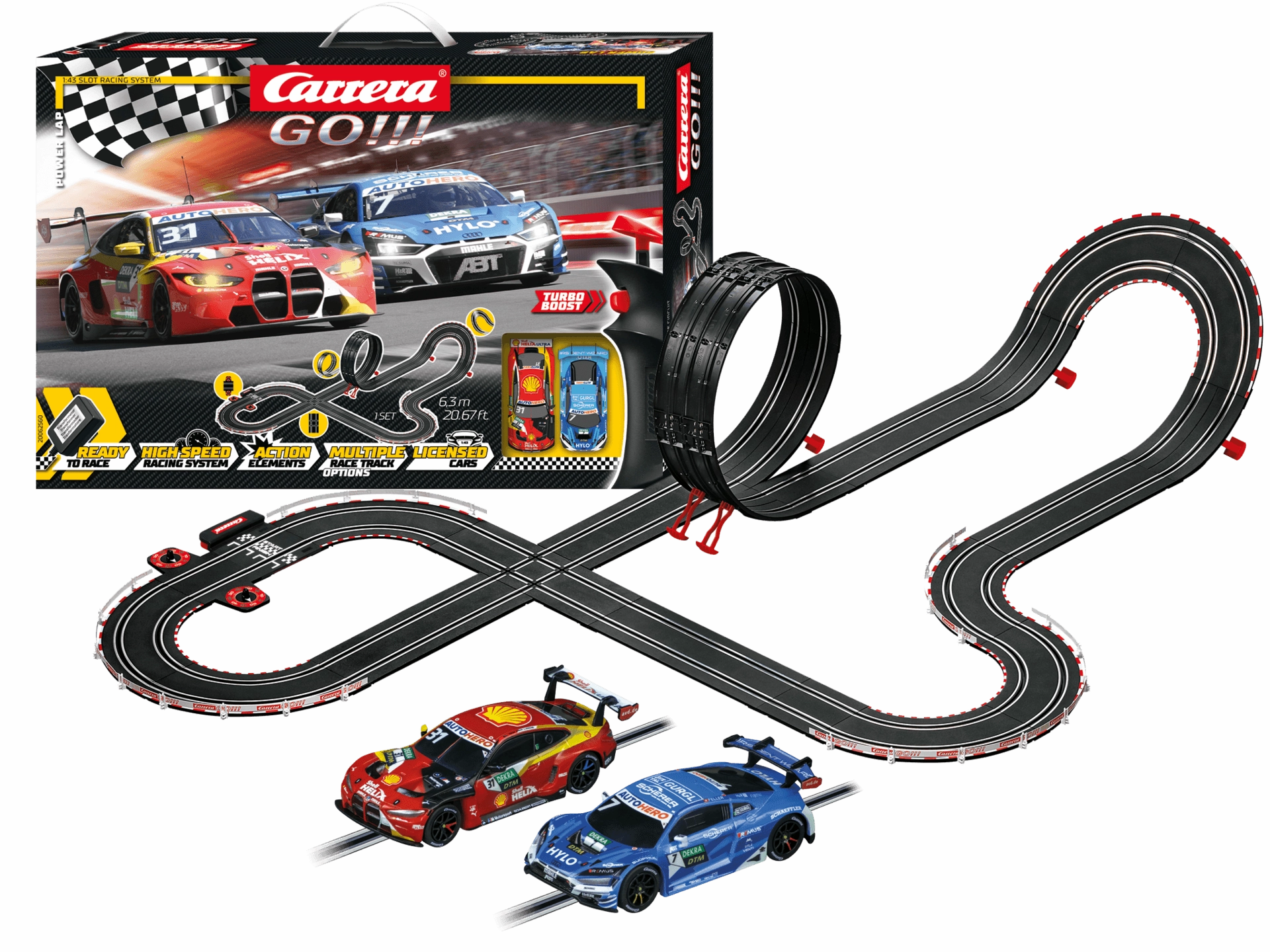 Carrera Go!!! DTM Power Lap Slot Car Racing Toy Set Dynamic World