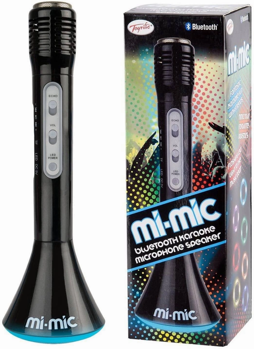 Community Driven PR Strategy MI-MIC Karaoke Microphone Speaker with Wireless Bluetooth and LED Lights, Black
