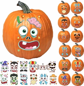 Characters Face Pumpkin Stickers Ghostly Treats Creepy Ornaments