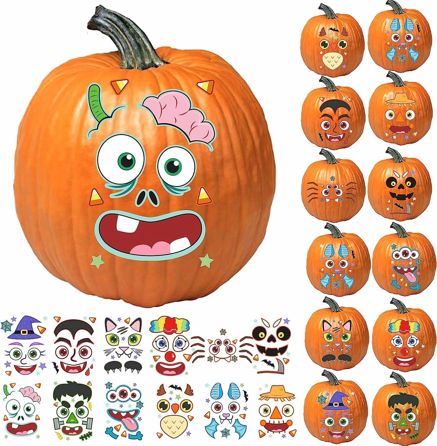 Characters Face Pumpkin Stickers Ghostly Treats Creepy Ornaments
