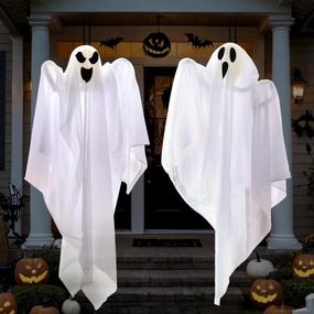2 Packs 27.5" Halloween Decoration Hanging Ghosts Outdoor Haunted Treats