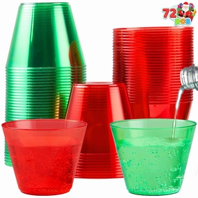 Creepy Displays Enchanting Party 72 PCS Disposable 9 OZ Christmas Clear Plastic Party Cups